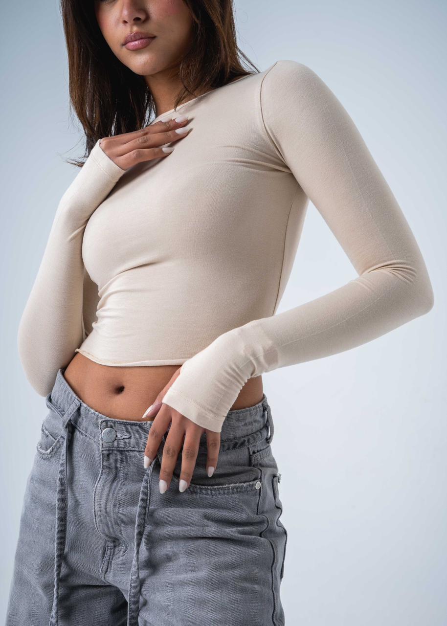 Long Sleeve Top - Beige