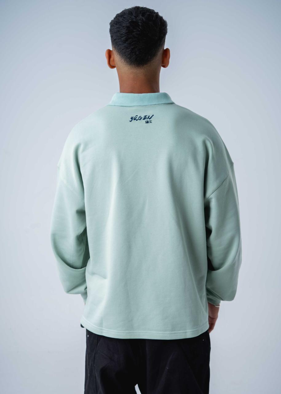 Long Sleeve Vesper Polo - Frost Blue