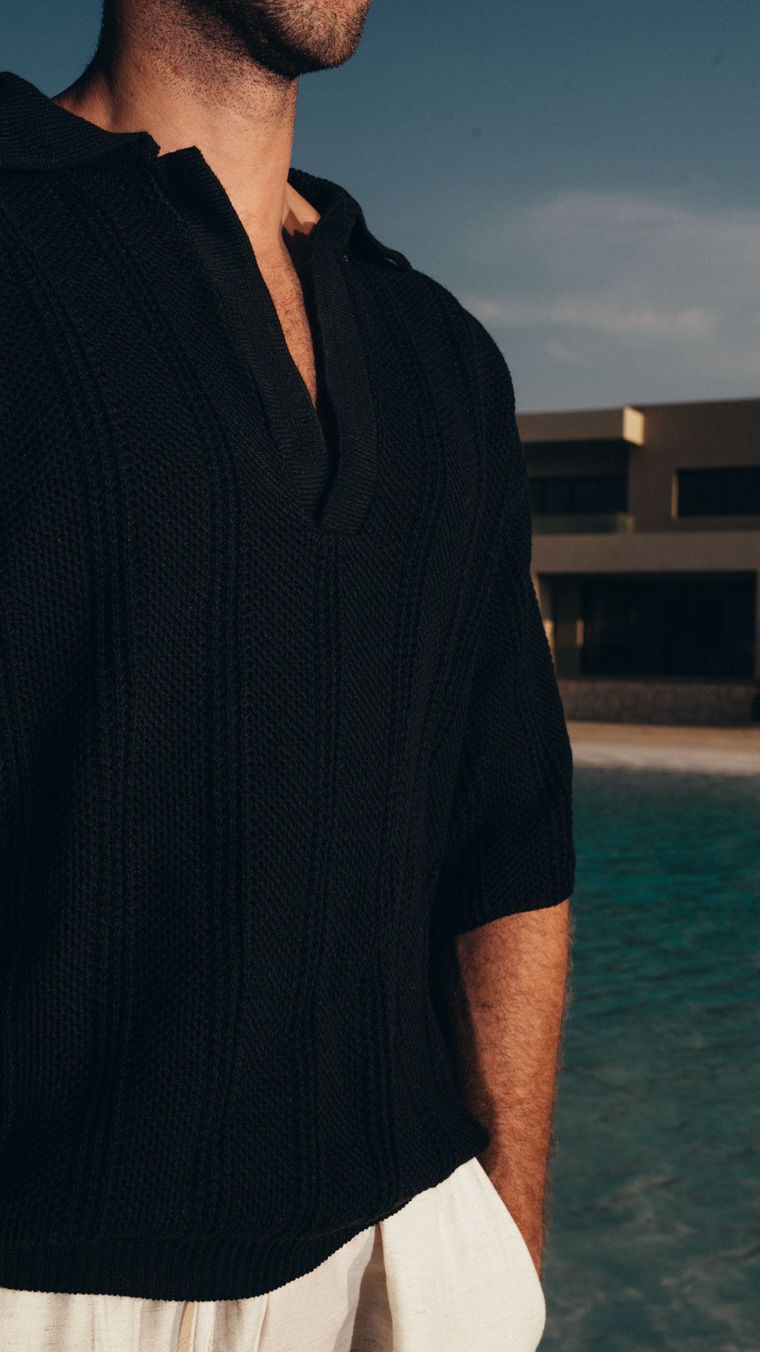 Knitted Black Polo