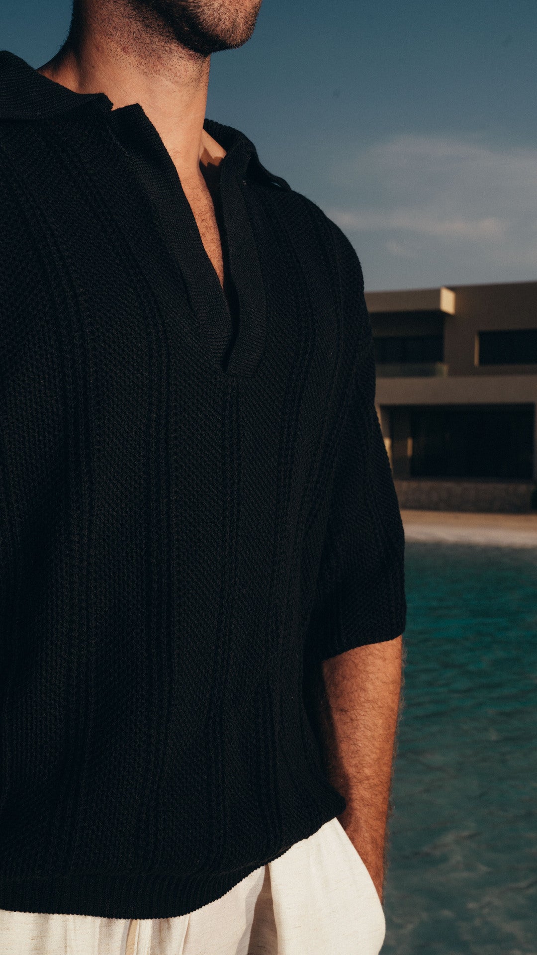 Knitted Black Polo